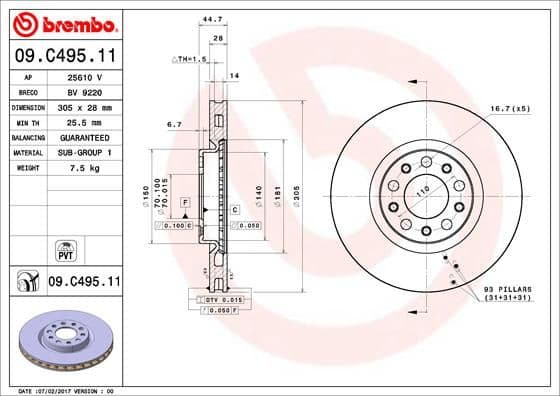 Bremžu diski BREMBO 09.C495.11 1