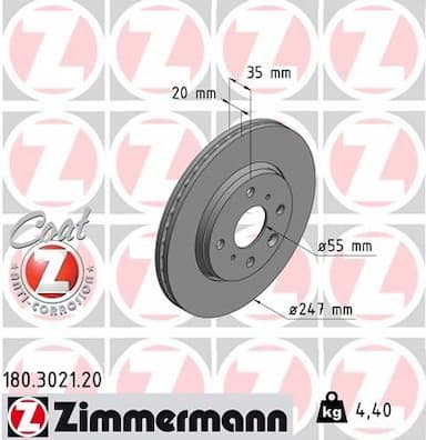 Bremžu diski ZIMMERMANN 180.3021.20 1