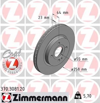 Bremžu diski ZIMMERMANN 370.3081.20 1