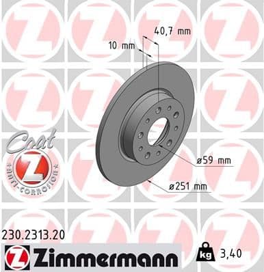 Bremžu diski ZIMMERMANN 230.2313.20 1