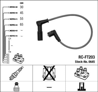 Augstsprieguma vadu komplekts NGK 0645 1