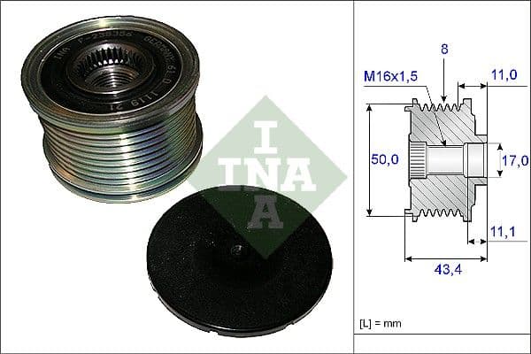 Ģeneratora brīvgaitas mehānisms INA 535 0108 10 1