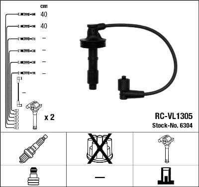 Augstsprieguma vadu komplekts NGK 6304 1