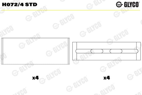 Kloķvārpstas gultnis GLYCO H072/4 STD 1