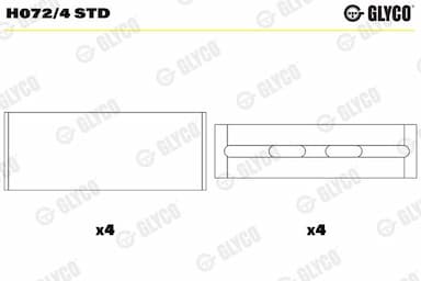 Kloķvārpstas gultnis GLYCO H072/4 STD 1