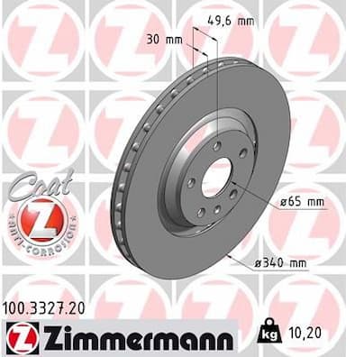 Bremžu diski ZIMMERMANN 100.3327.20 1