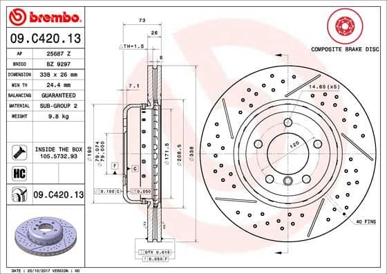 Bremžu diski BREMBO 09.C420.13 1