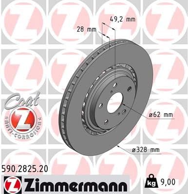 Bremžu diski ZIMMERMANN 590.2825.20 1