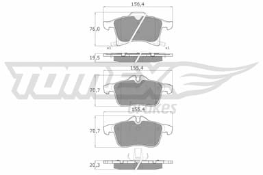 Bremžu uzliku kompl., Disku bremzes TOMEX Brakes TX 13-00 1