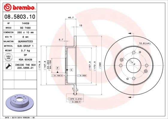 Bremžu diski BREMBO 08.5803.10 1