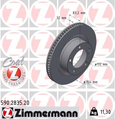 Bremžu diski ZIMMERMANN 590.2835.20 1