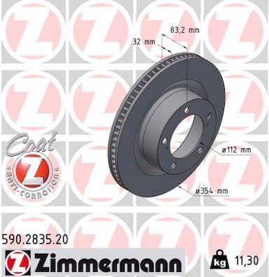 Bremžu diski ZIMMERMANN 590.2835.20 1