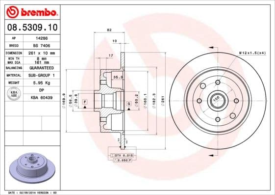 Bremžu diski BREMBO 08.5309.10 1