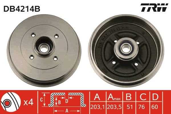 Bremžu trumulis TRW DB4214B 1