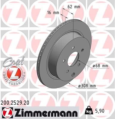 Bremžu diski ZIMMERMANN 200.2529.20 1