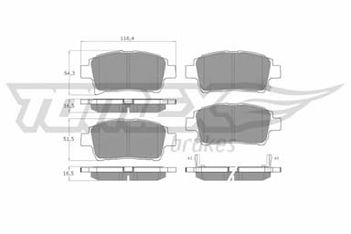 Bremžu uzliku kompl., Disku bremzes TOMEX Brakes TX 13-76 1