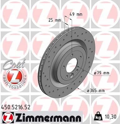 Bremžu diski ZIMMERMANN 450.5216.52 1