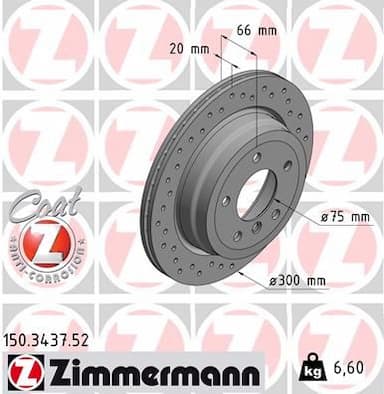 Bremžu diski ZIMMERMANN 150.3437.52 1