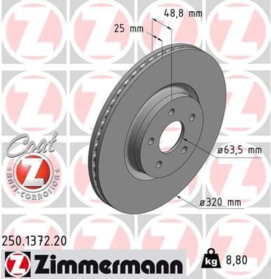 Bremžu diski ZIMMERMANN 250.1372.20 1