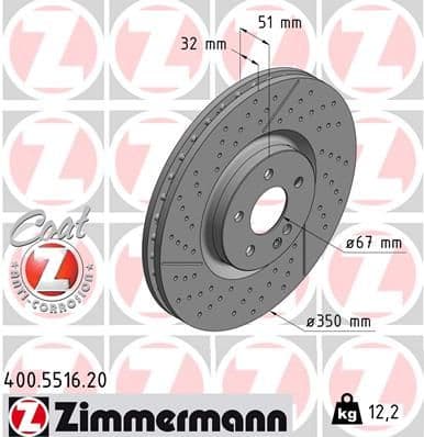 Bremžu diski ZIMMERMANN 400.5516.20 1