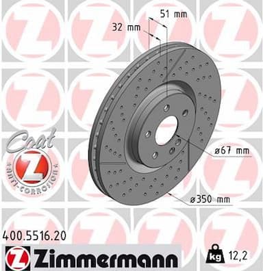 Bremžu diski ZIMMERMANN 400.5516.20 1