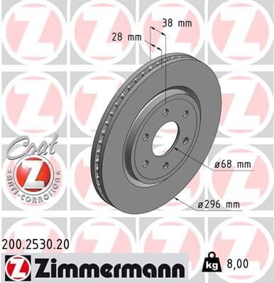 Bremžu diski ZIMMERMANN 200.2530.20 1