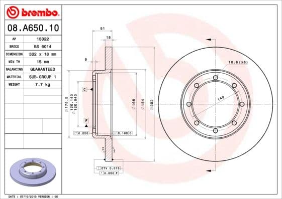 Bremžu diski BREMBO 08.A650.10 1