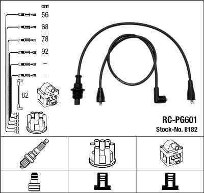 Augstsprieguma vadu komplekts NGK 8182 1