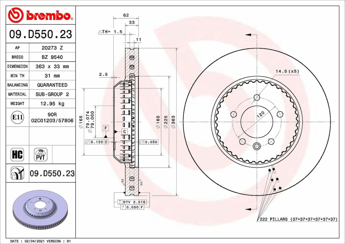 Bremžu diski BREMBO 09.D550.23 1