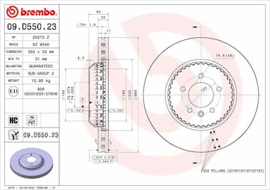 Bremžu diski BREMBO 09.D550.23 1