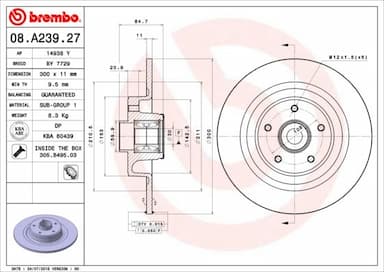 Bremžu diski BREMBO 08.A239.27 1