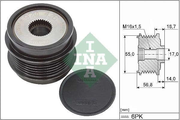 Ģeneratora brīvgaitas mehānisms INA 535 0341 10 1