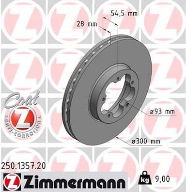 Bremžu diski ZIMMERMANN 250.1357.20 1