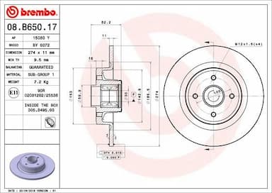 Bremžu diski BREMBO 08.B650.17 1