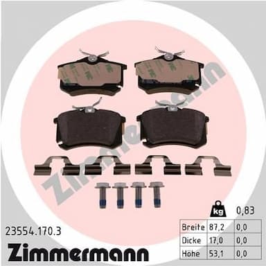 Bremžu uzliku kompl., Disku bremzes ZIMMERMANN 23554.170.3 1