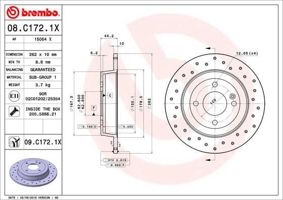 Bremžu diski BREMBO 08.C172.1X 1