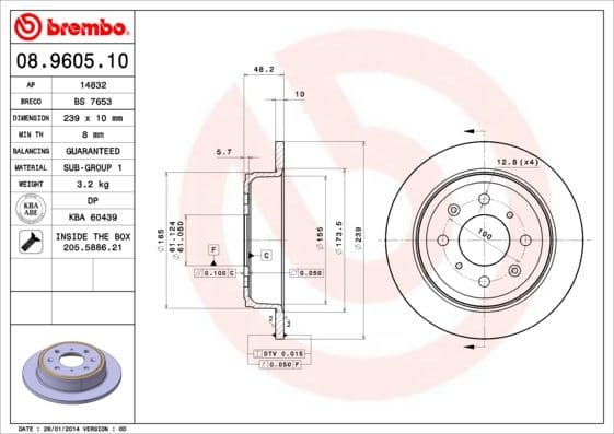 Bremžu diski BREMBO 08.9605.10 1