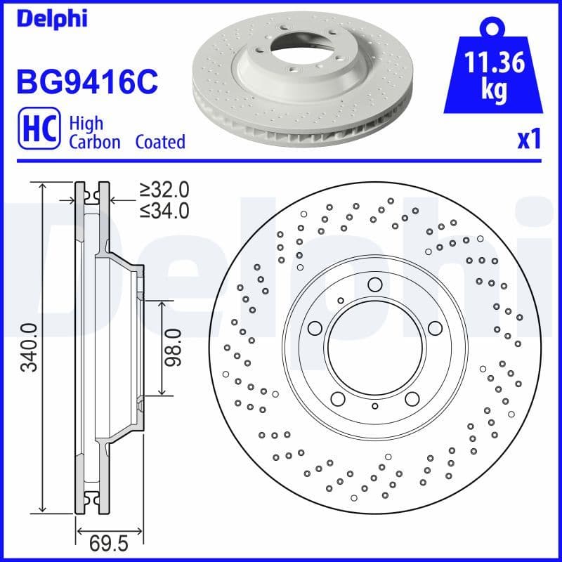 Bremžu diski DELPHI BG9416C 1