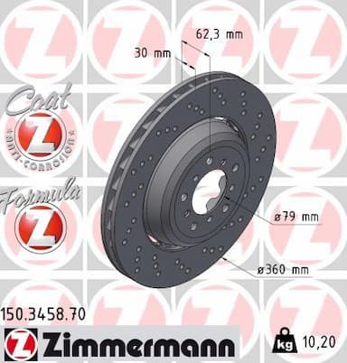 Bremžu diski ZIMMERMANN 150.3458.70 1