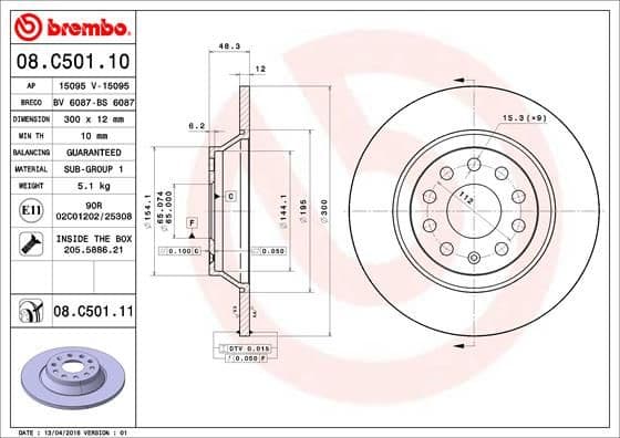 Bremžu diski BREMBO 08.C501.11 1