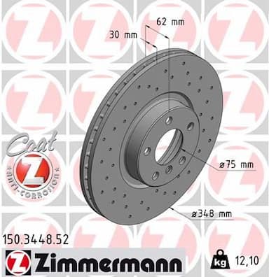 Bremžu diski ZIMMERMANN 150.3448.52 1