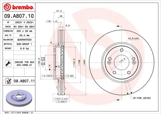 Bremžu diski BREMBO 09.A807.11 1