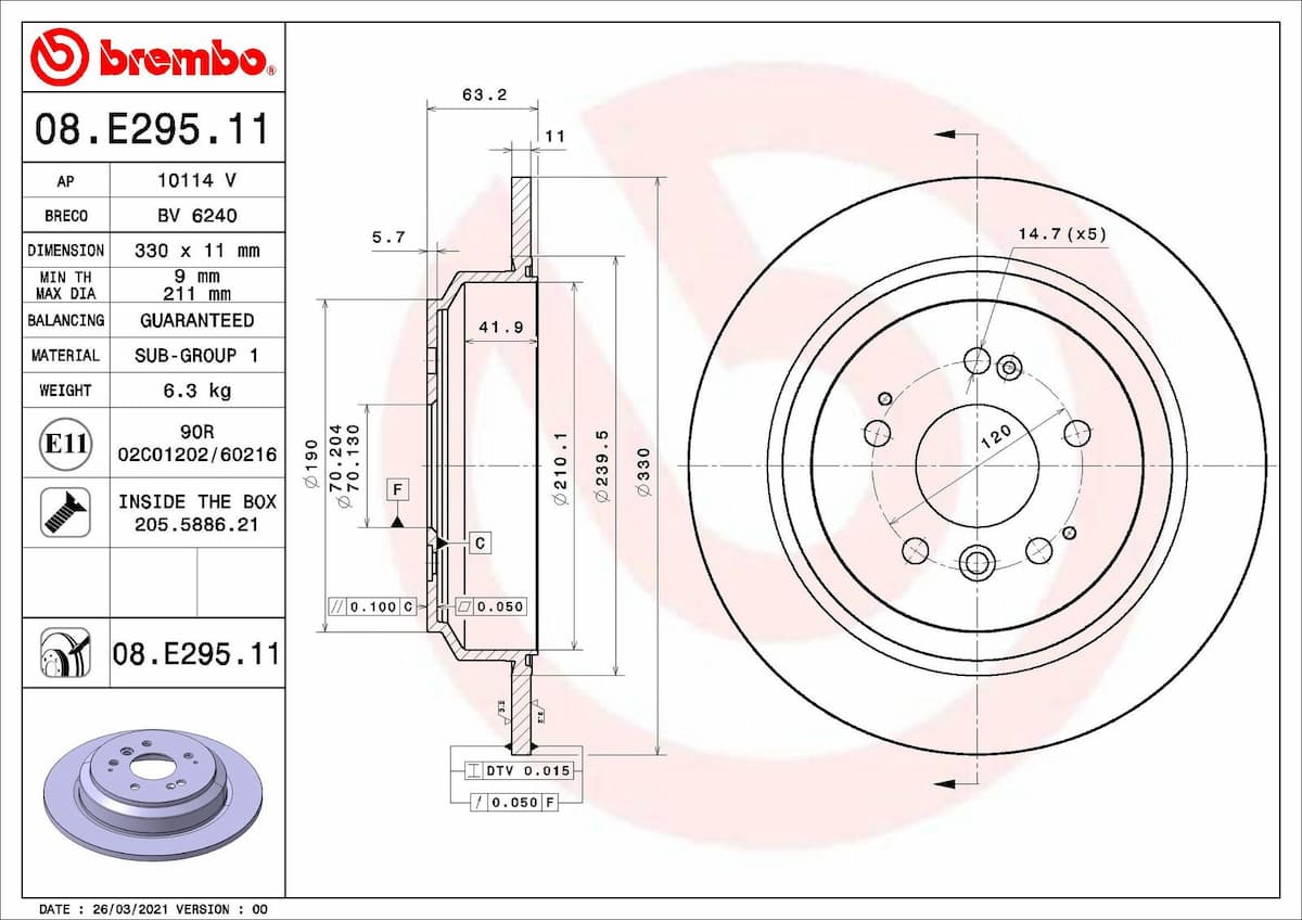 Bremžu diski BREMBO 08.E295.11 1