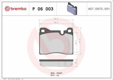 Bremžu uzliku kompl., Disku bremzes BREMBO P 06 003 1