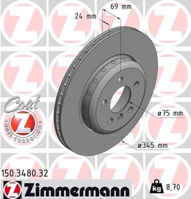 Bremžu diski ZIMMERMANN 150.3480.32 1