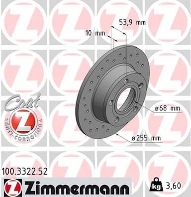 Bremžu diski ZIMMERMANN 100.3322.52 1