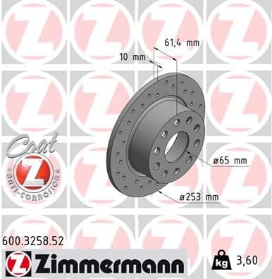 Bremžu diski ZIMMERMANN 600.3258.52 1