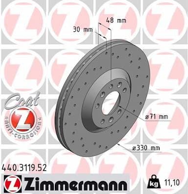 Bremžu diski ZIMMERMANN 440.3119.52 1