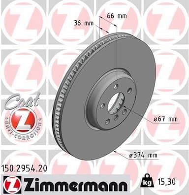 Bremžu diski ZIMMERMANN 150.2954.20 1