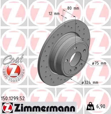 Bremžu diski ZIMMERMANN 150.1299.52 1